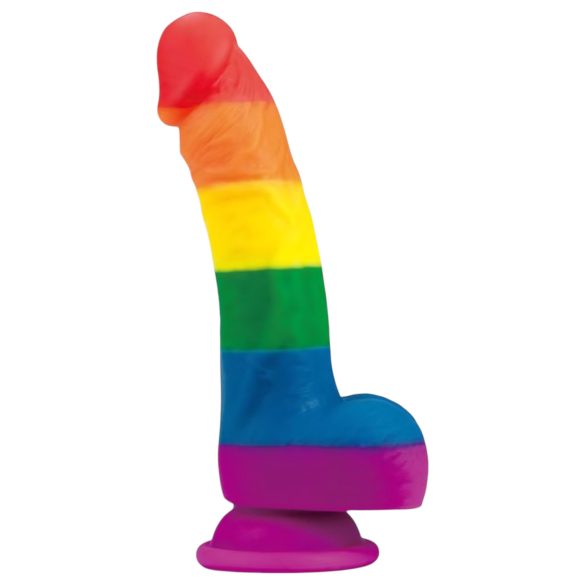 Lovetoy Prider - realistisk silikonedildo 19cm (regnbuefarvet)