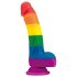 Lovetoy Prider - realistisk silikonedildo 19cm (regnbuefarvet)