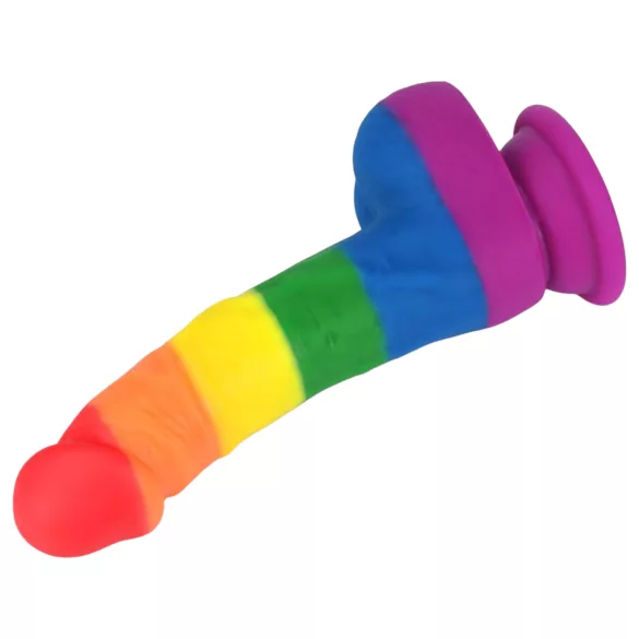 Lovetoy Prider - realistisk silikonedildo - 19cm - regnbue
