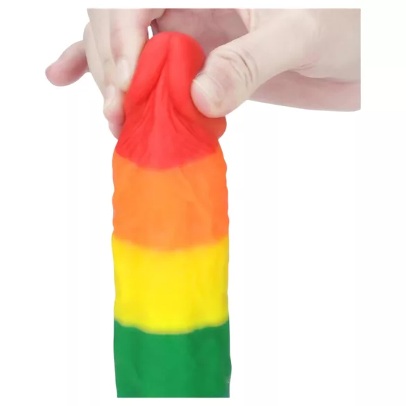 Lovetoy Prider - realistisk silikonedildo - 19cm - regnbue