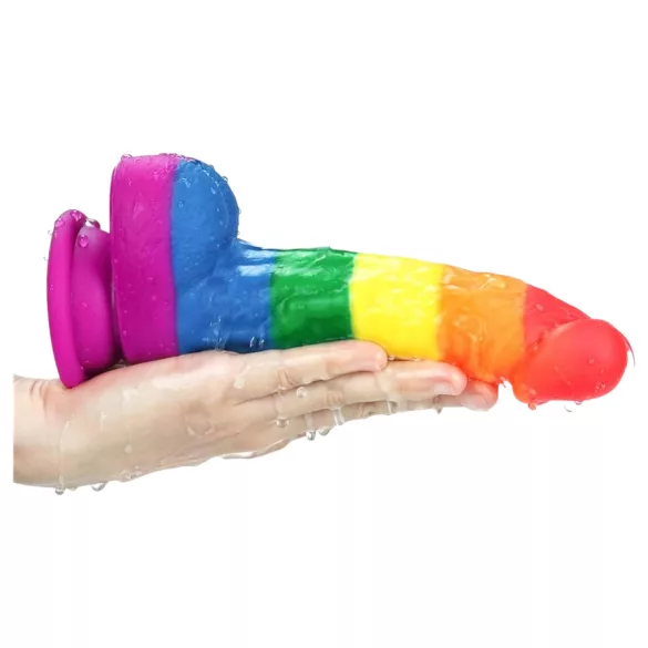 Lovetoy Prider - realistisk silikonedildo - 19cm - regnbue
