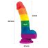 Lovetoy Prider - realistisk silikonedildo 19cm (regnbuefarvet)