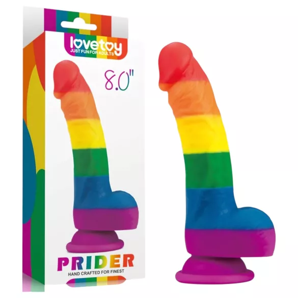 Lovetoy Prider - realistisk silikonedildo - 19cm - regnbue