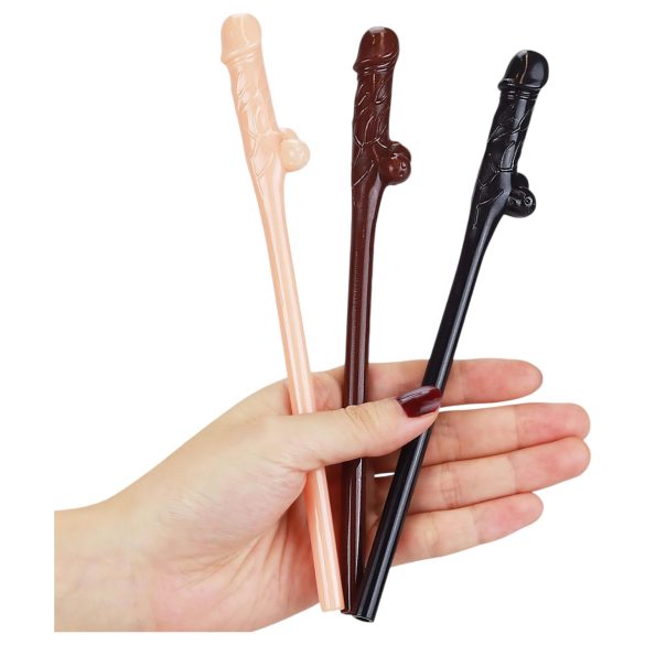Lovetoy - realistisk penis sugerør (natur-brun-sort)