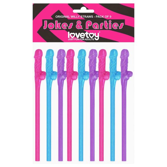 Lovetoy - realistisk penis sugerør - pink/blå/lilla