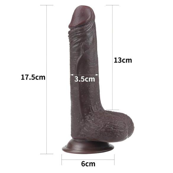 Lovetoy Sliding-Skin - realistisk dildo - dobbeltlag - 18cm brun
