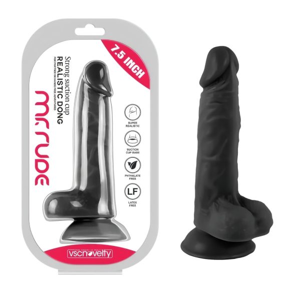 Mr. Rude - realistisk dildo med sugekop og testikler - 19cm - sort