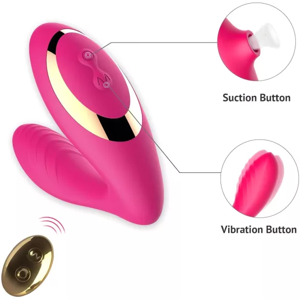 Tracy's Dog 2 - lufttryksvibrator og vibrator - 2i1 - pink