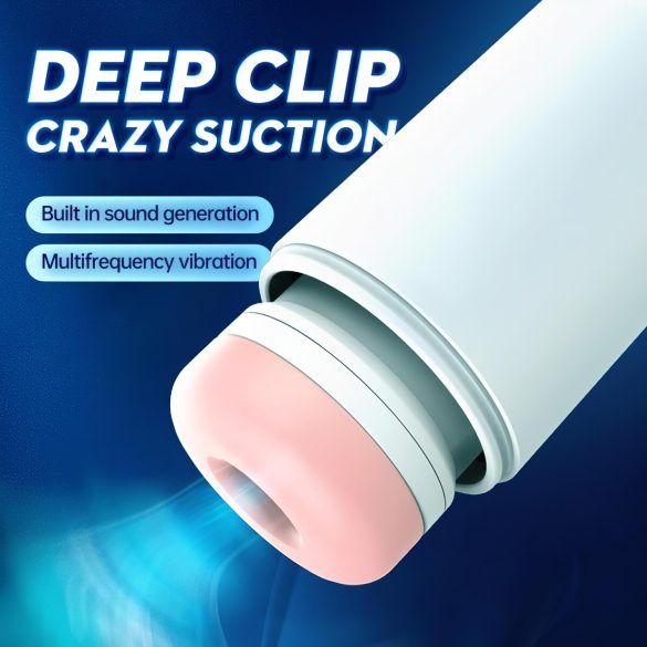 Leopard - masturbator med op/ned bevægelse og vibration - hvid