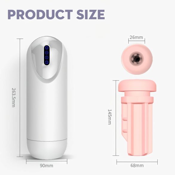 Leopard - masturbator med op/ned bevægelse og vibration - hvid