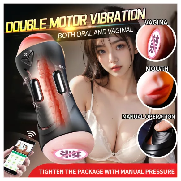 Leopard - mund- og kunstskede-penisvibrator (naturlig)