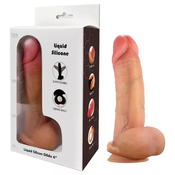 FeelSkin - ultrarealistisk dildo med testikler (natur, 12,5 cm)