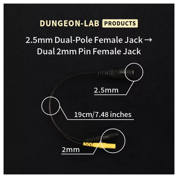 DG-LAB - elektrodefordeler fra 2,5 mm stik til 2 mm (sort)