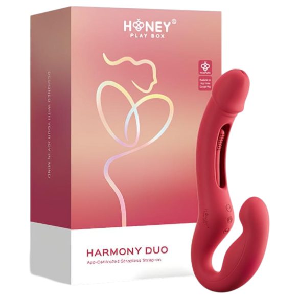Honey Play Box Harmony Duo - strap-on vibrator med tunge - rød