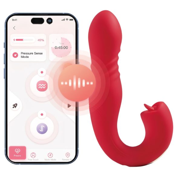 Honey Play Box Joi Thrust 2 - thrust vibrator med slikfunktion - rød