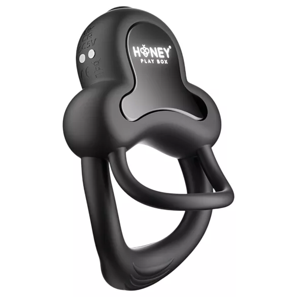 Honey Play Box Anello - vibrerende penisring med kugler - sort