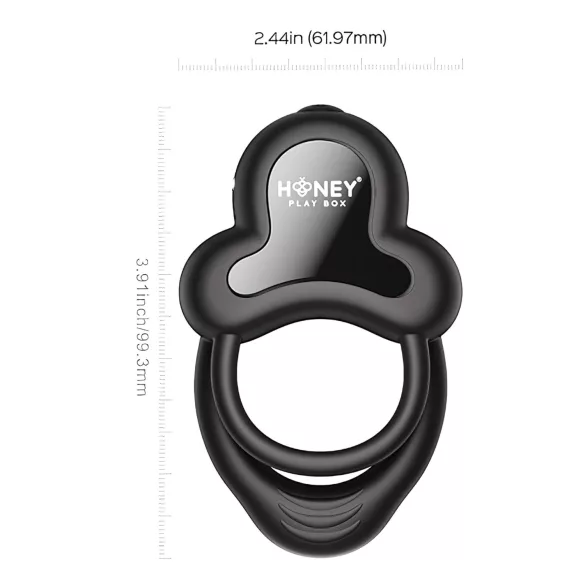 Honey Play Box Anello - vibrerende penisring med kugler - sort