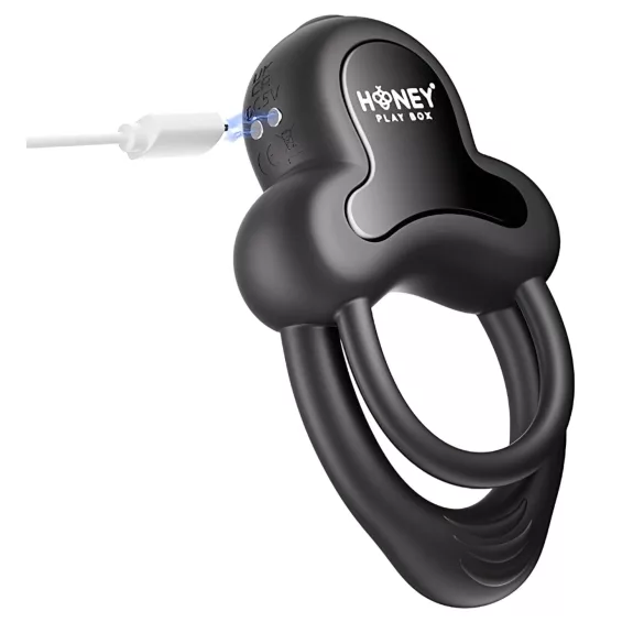 Honey Play Box Anello - vibrerende penisring med kugler - sort