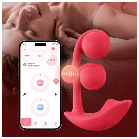 Honey Play Box Melody - App-styret perlevibrator 2-i-1 (rød)