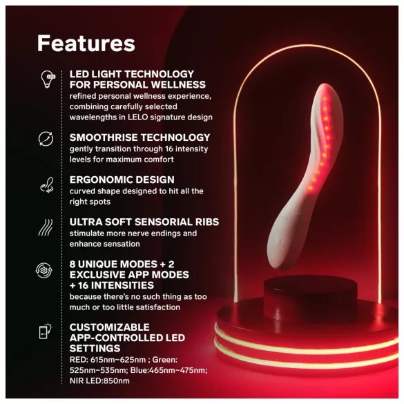 LELO Mona Spectra - smart G-punktsvibrator med LED-lys (hvid)