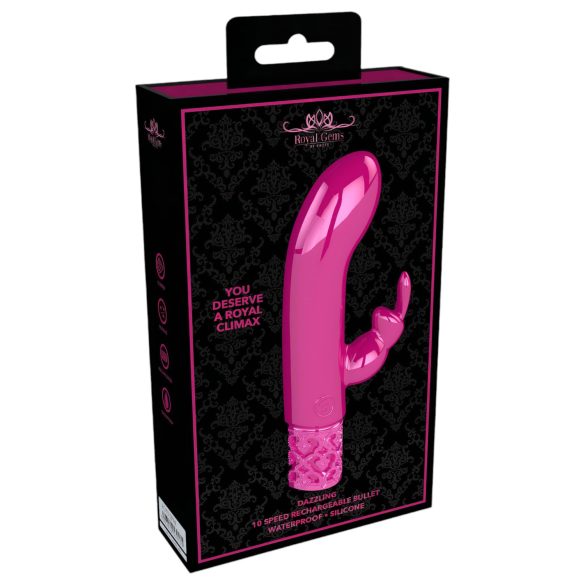 Royal Gems Dazzling - genopladelig klitorisvibrator med arm (pink)