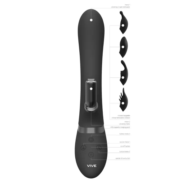 Vive Chou - 4-i-1 klitorisarm-vibrator (sort)