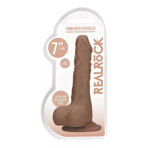 RealRock - dildo med testikler - realistisk - mørk natur - 17cm