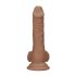 RealRock Dong 7 - realistisk dildo med testikler (17 cm) - mørk naturfarve
