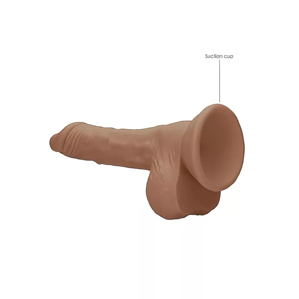 RealRock - dildo med testikler - realistisk - mørk natur - 17cm