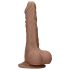 RealRock Dong 7 - realistisk dildo med testikler (17 cm) - mørk naturfarve