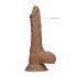 RealRock Dong 8 - naturtro dild med testikler (20 cm) - mørk natur