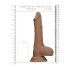 RealRock Dildo 10 - naturtro med testikler (25 cm) - mørk naturfarve