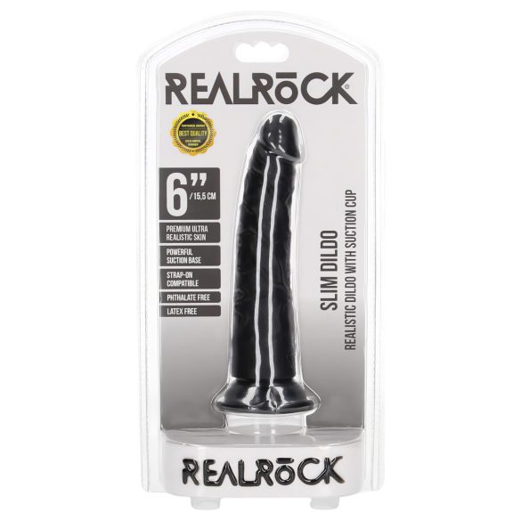 RealRock - realistisk dildo - slankt design - 15,5cm sort