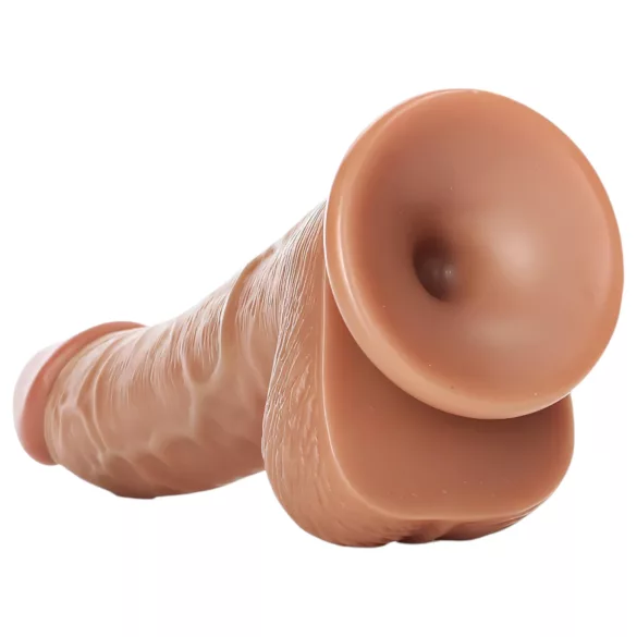 RealRock - dildo med sugekop og testikler - 15,5cm - mørk natur