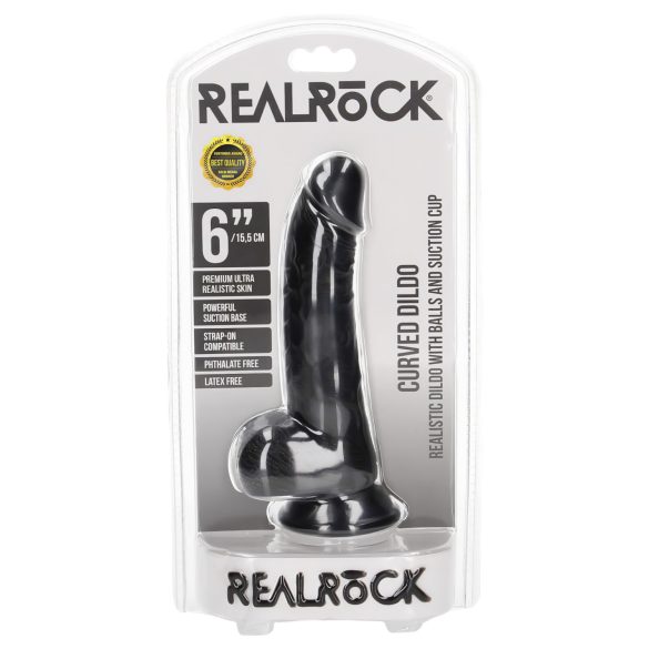 RealRock - realistisk dildo med sugekop - sort 15,5cm