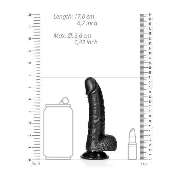 RealRock - realistisk dildo med sugekop - sort 15,5cm