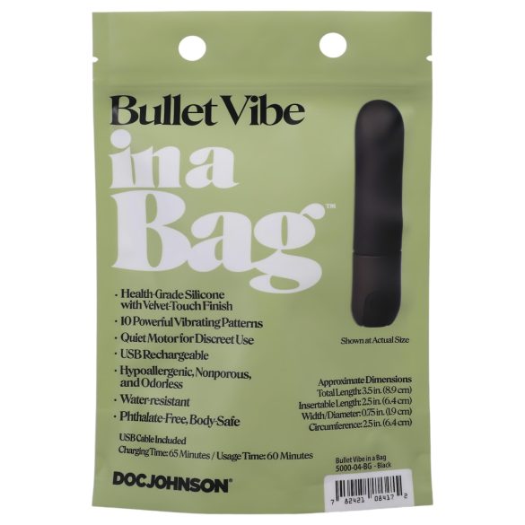 Doc Johnson - bullet vibrator - genopladelig, vandtæt - sort