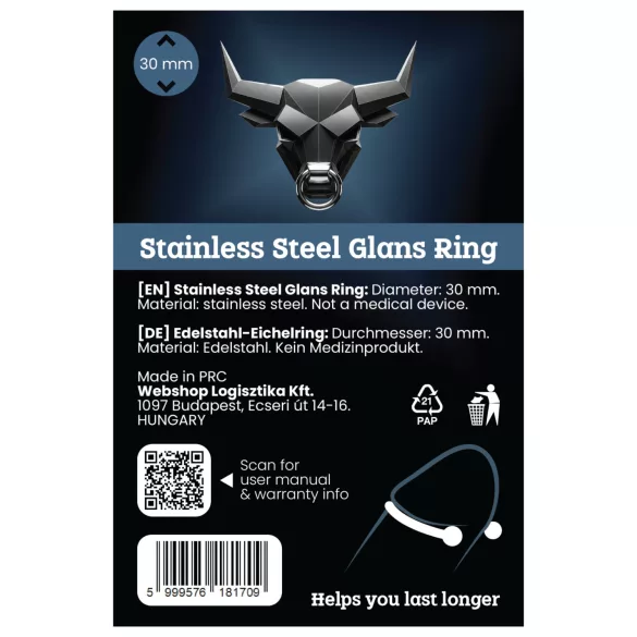 Rustfrit metal peniskradering - til forsinkelse af ejakulation (30 mm)