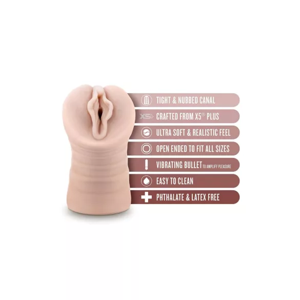 Enlust Destini - masturbator med vibration - kunstig vagina - natur