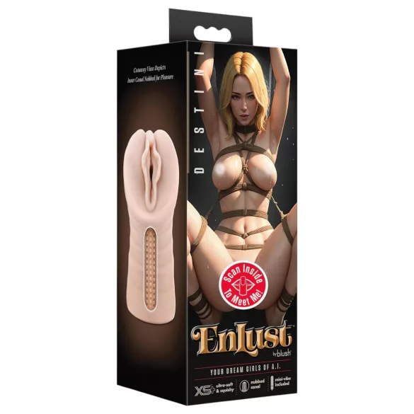 Enlust Destini - masturbator med vibration - kunstig vagina - natur