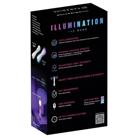 Paradise Illumination - lysende massage‑wand vibrator (hvid)