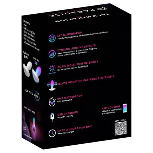 Paradise Illumination - lysende vibrerende anal plug (hvid)