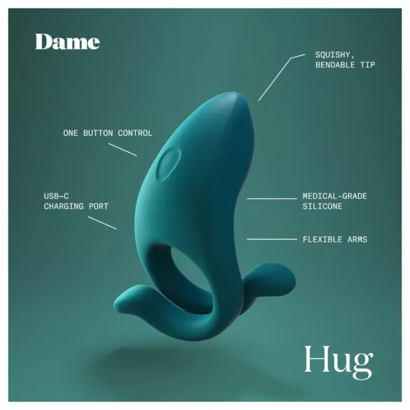 Dame Hug - justerbar vibrerende penisring (grøn)
