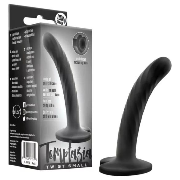 Temptasia Twist Small - dildo med sugekop, snoet (sort)