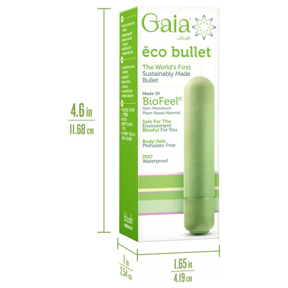 Gaia - miljøvenlig dildo vibrator - mellem størrelse - grøn