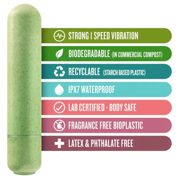 Gaia - miljøvenlig dildo vibrator - mellem størrelse - grøn