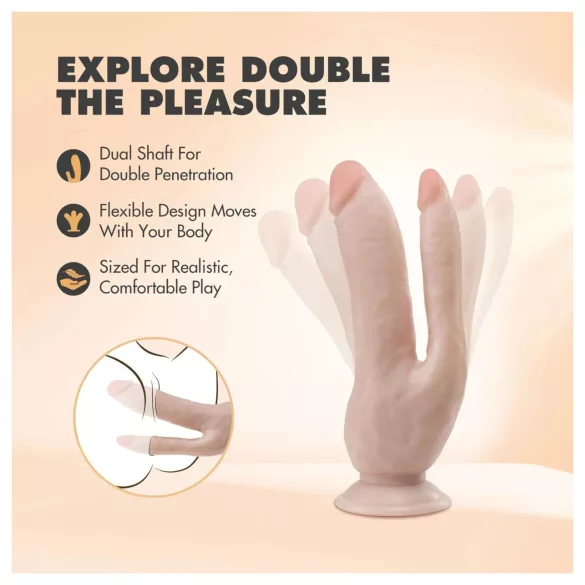 Dr. Skin - dobbelt dildo med sugekop - natur