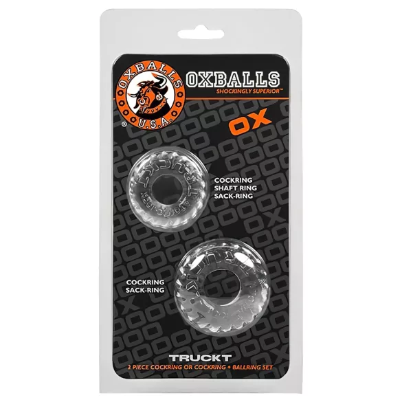 OXBALLS - penisringsæt - rillet - gennemsigtig