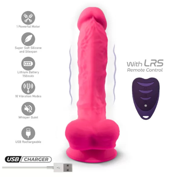 Silexd - dildo med sugekop og kugler - fjernbetjening - silikone - pink
