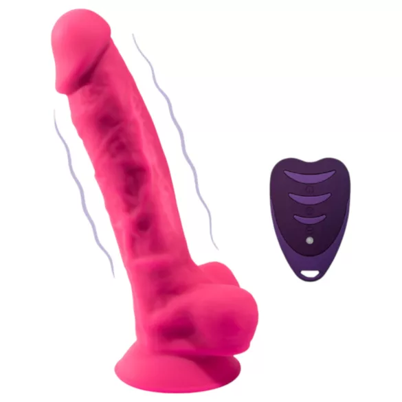 Silexd - dildo med sugekop og kugler - fjernbetjening - silikone - pink